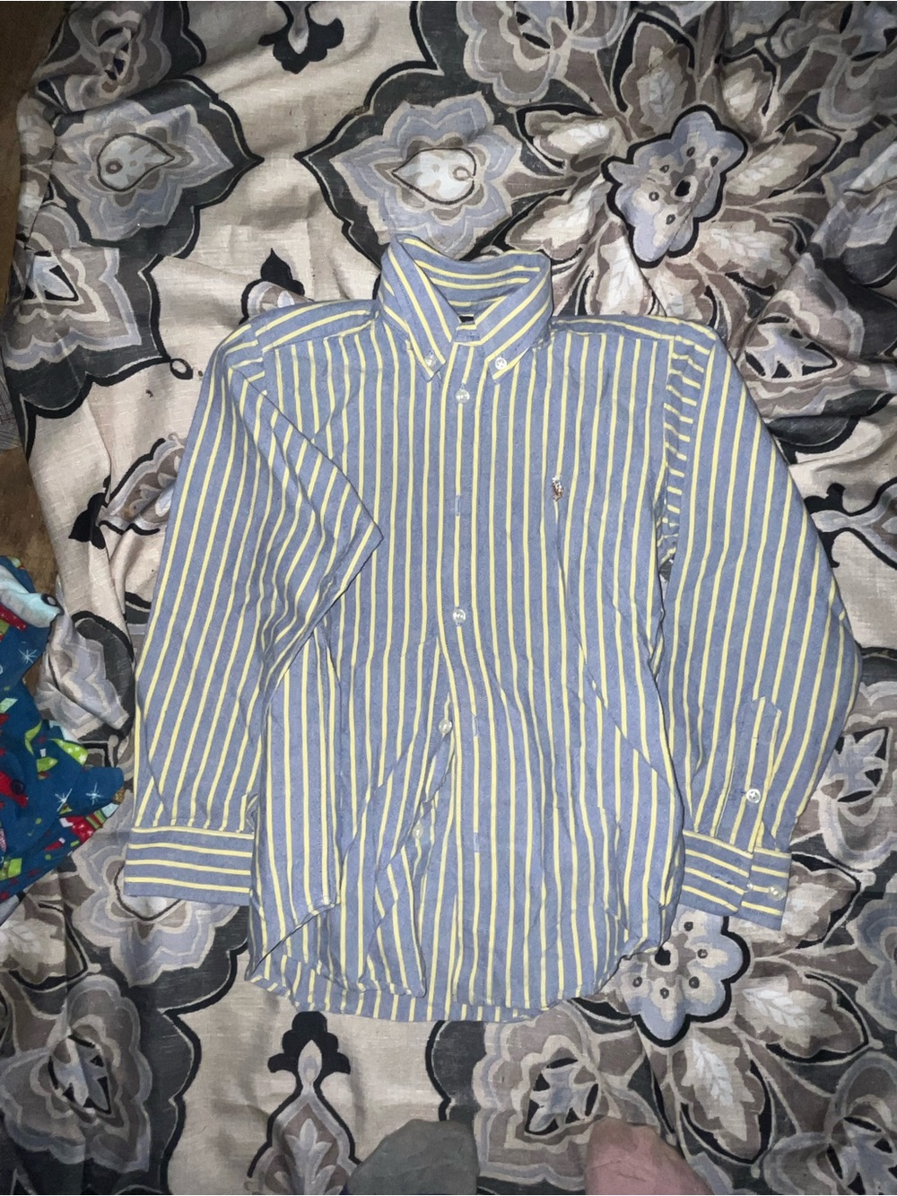 Ralph Lauren Long-Sleeve Button-Down Shirt in Blue & Yellow Stripe